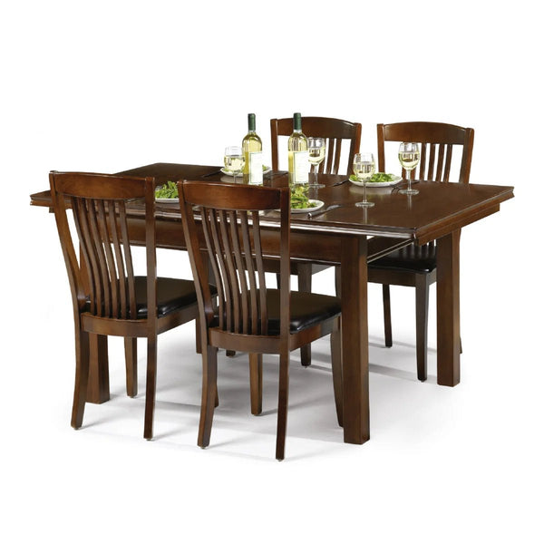 Julian Bowen Canterbury Extendable Solid Rubberwood Dining Table with Butterfly Extension, Mahogany Finish - Sleek Furniture