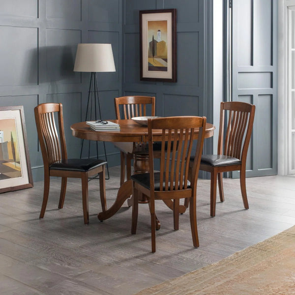 Julian Bowen Canterbury Extendable Solid Rubberwood Dining Table with Butterfly Extension, Mahogany Finish - Sleek Furniture