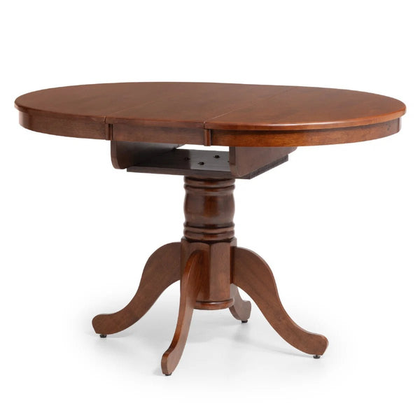 Julian Bowen Canterbury Round to Oval Extending Dining Table in Mahogany Finish – Solid Malaysian Hardwood Pedestal Table with Butterfly Extension, Seats Up to 6 - Sleek Furniture