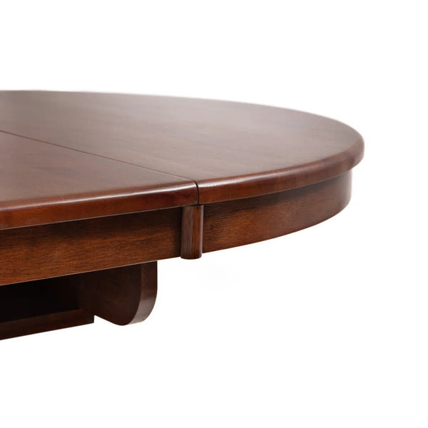 Julian Bowen Canterbury Round to Oval Extending Dining Table in Mahogany Finish – Solid Malaysian Hardwood Pedestal Table with Butterfly Extension, Seats Up to 6 - Sleek Furniture