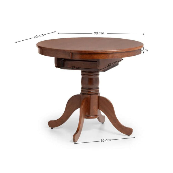 Julian Bowen Canterbury Round to Oval Extending Dining Table in Mahogany Finish – Solid Malaysian Hardwood Pedestal Table with Butterfly Extension, Seats Up to 6 - Sleek Furniture