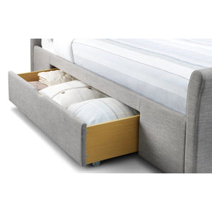 Julian Bowen Capri Light Grey Fabric Storage Bed Frame with 2 Underbed Drawers & Sprung Slatted Base - Sleek Furniture
