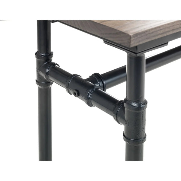 Julian Bowen Carnegie Industrial Elm Wood Dining Bench with Powder-Coated Steel Pipe Legs - Mocha Finish - 120cm - Sleek Furniture