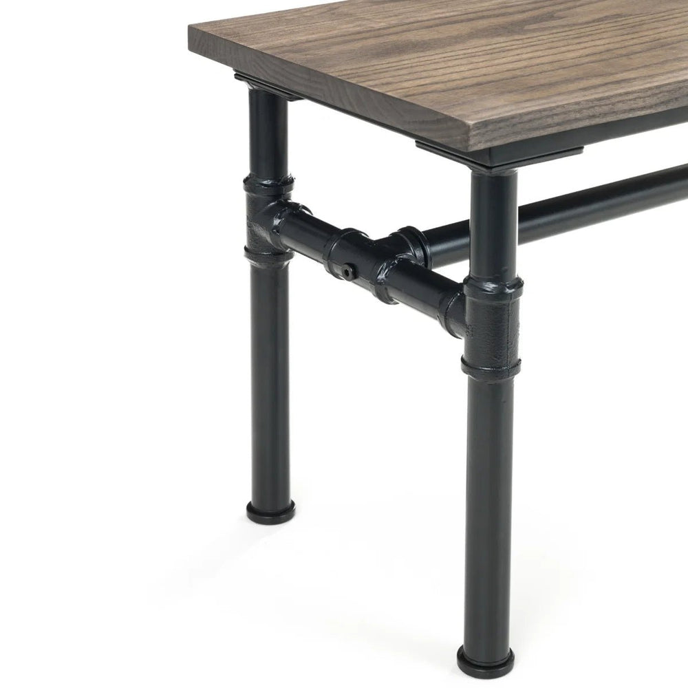Julian Bowen Carnegie Industrial Elm Wood Dining Bench with Powder-Coated Steel Pipe Legs - Mocha Finish - 120cm - Sleek Furniture