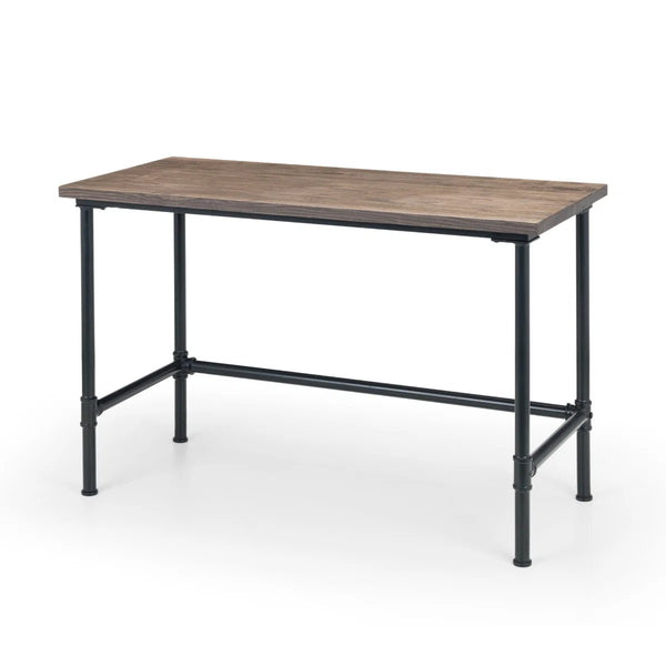 Julian Bowen Carnegie Industrial Pipe Office Desk with Mocha Elm Wood Finish & Black Steel Frame – 120cm - Sleek Furniture