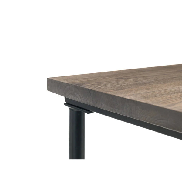 Julian Bowen Carnegie Industrial Pipe Office Desk with Mocha Elm Wood Finish & Black Steel Frame – 120cm - Sleek Furniture