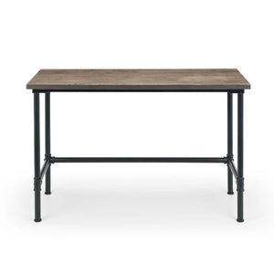 Julian Bowen Carnegie Industrial Pipe Office Desk with Mocha Elm Wood Finish & Black Steel Frame – 120cm - Sleek Furniture