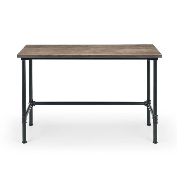 Julian Bowen Carnegie Industrial Pipe Office Desk with Mocha Elm Wood Finish & Black Steel Frame – 120cm - Sleek Furniture