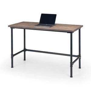 Julian Bowen Carnegie Industrial Pipe Office Desk with Mocha Elm Wood Finish & Black Steel Frame – 120cm - Sleek Furniture