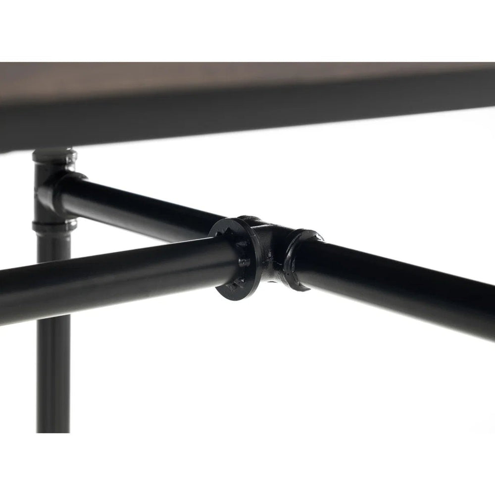 Julian Bowen Carnegie Industrial Solid Elm Wood Dining Table with Powder-Coated Steel Pipe Legs – Mocha Finish – 140 x 70cm - Sleek Furniture