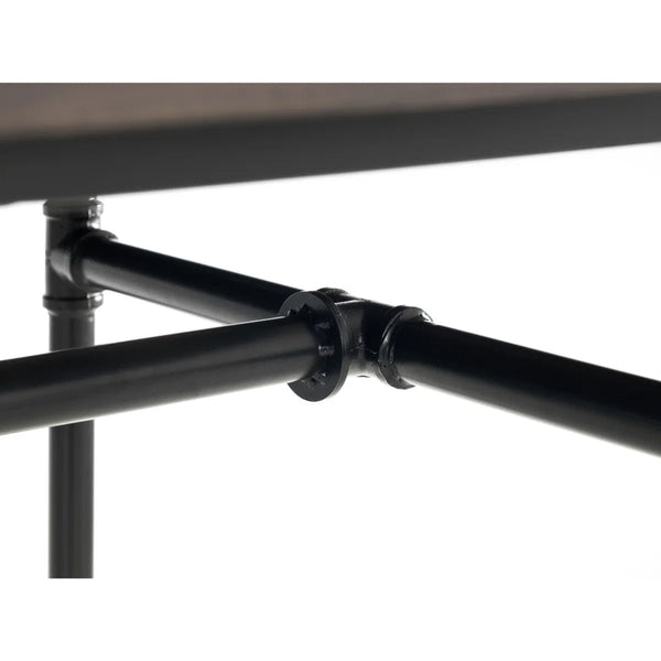 Julian Bowen Carnegie Industrial Solid Elm Wood Dining Table with Powder-Coated Steel Pipe Legs – Mocha Finish – 140 x 70cm - Sleek Furniture
