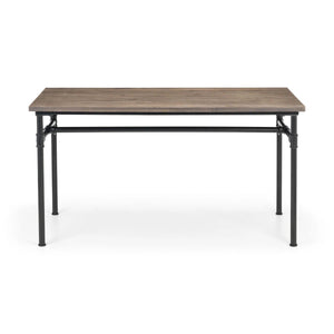 Julian Bowen Carnegie Industrial Solid Elm Wood Dining Table with Powder-Coated Steel Pipe Legs – Mocha Finish – 140 x 70cm - Sleek Furniture