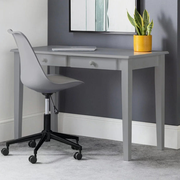 Julian Bowen Carrington Grey Wooden Home Office Desk with 2 Storage Drawers - Sleek Furniture