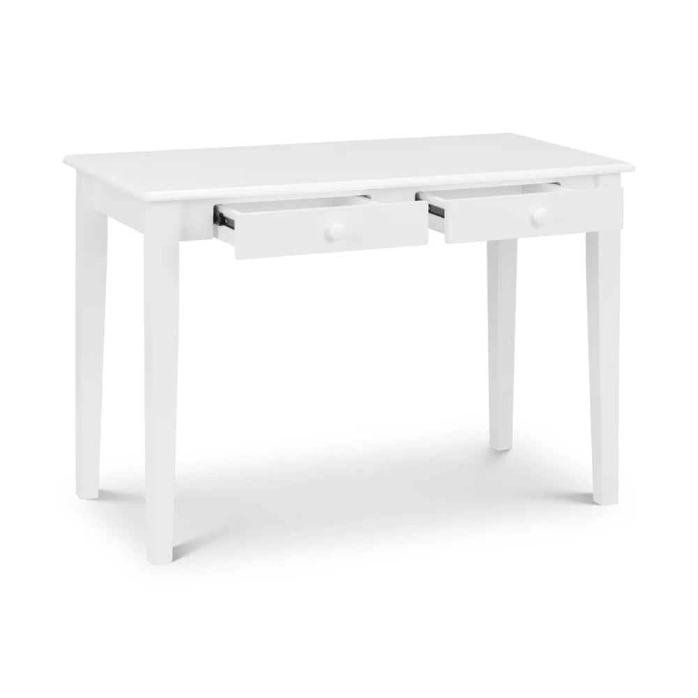 Julian Bowen Carrington White Wooden Desk with 2 Storage Drawers for Home Office, Study & Bedroom - Sleek Furniture