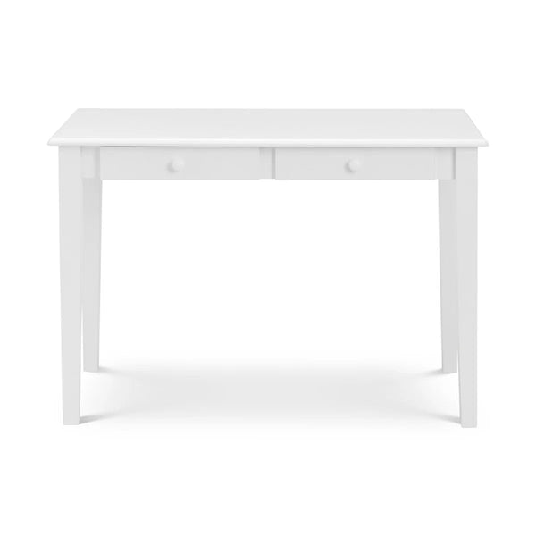 Julian Bowen Carrington White Wooden Desk with 2 Storage Drawers for Home Office, Study & Bedroom - Sleek Furniture