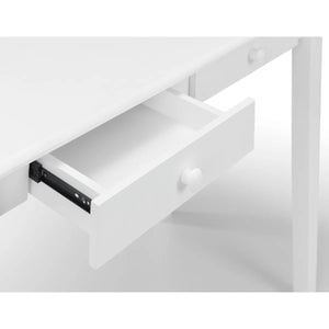 Julian Bowen Carrington White Wooden Desk with 2 Storage Drawers for Home Office, Study & Bedroom - Sleek Furniture