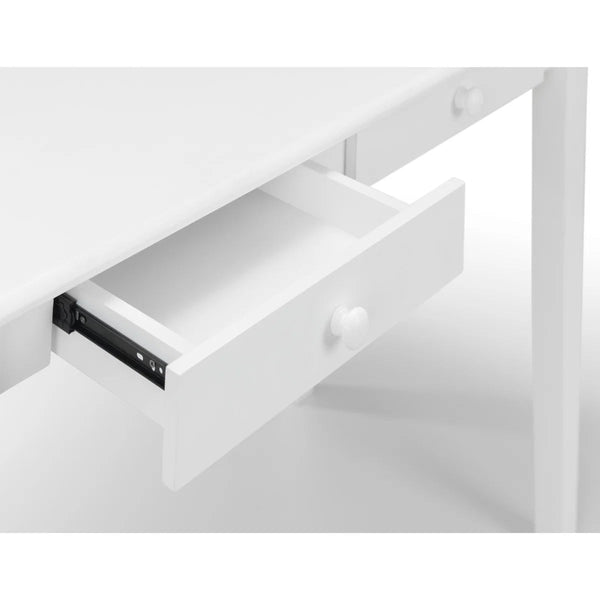 Julian Bowen Carrington White Wooden Desk with 2 Storage Drawers for Home Office, Study & Bedroom - Sleek Furniture