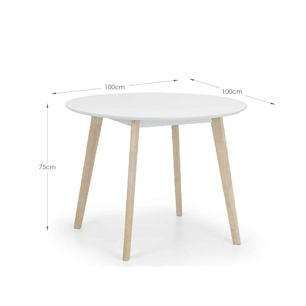 Julian Bowen Casa round dining table with white lacquer top