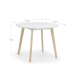 Casa 100cm round dining table with limed oak-effect legs