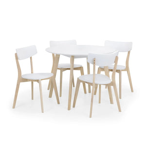 Casa dining table with white tabletop and oak-effect base