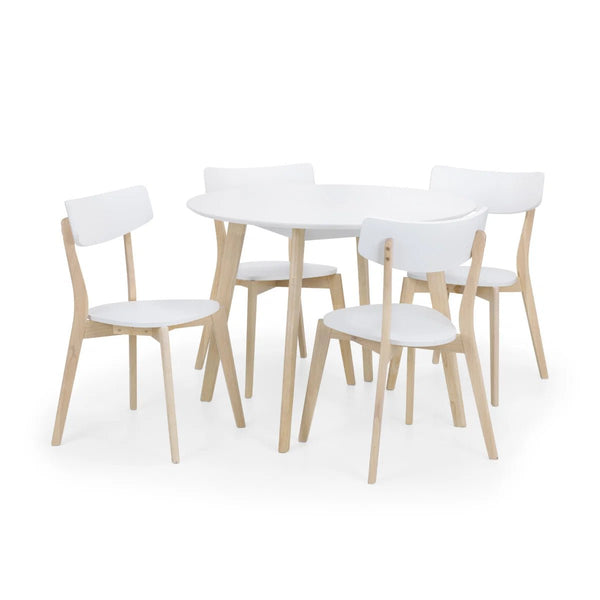 Casa dining table with white tabletop and oak-effect base