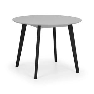 Casa grey round dining table viewed from the side