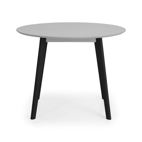 100cm grey lacquer round dining table with black legs