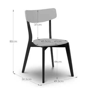 Side view of Julian Bowen Casa grey dining chair with black wooden legs