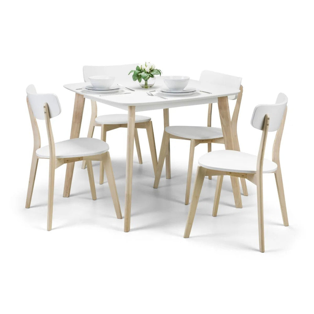 Julian Bowen Casa square dining table with white lacquer top