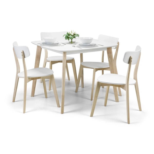 Julian Bowen Casa square dining table with white lacquer top