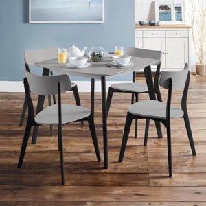 Mid-century style grey dining table with black hardwood frame