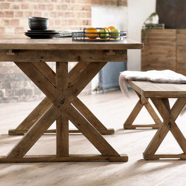 Julian Bowen Chatsworth FSC Recycled Wood Dining Bench with Trestle Legs – 180cm - Sleek Furniture