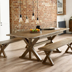 Julian Bowen Chatsworth Reclaimed Wood Extending Dining Table with Trestle Legs – 220cm - Sleek Furniture