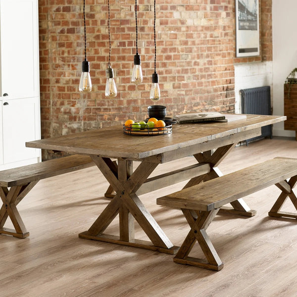 Julian Bowen Chatsworth Reclaimed Wood Extending Dining Table with Trestle Legs – 220cm - Sleek Furniture