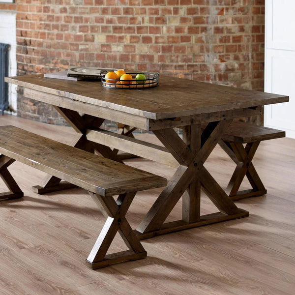 Julian Bowen Chatsworth Reclaimed Wood Extending Dining Table with Trestle Legs – 220cm - Sleek Furniture