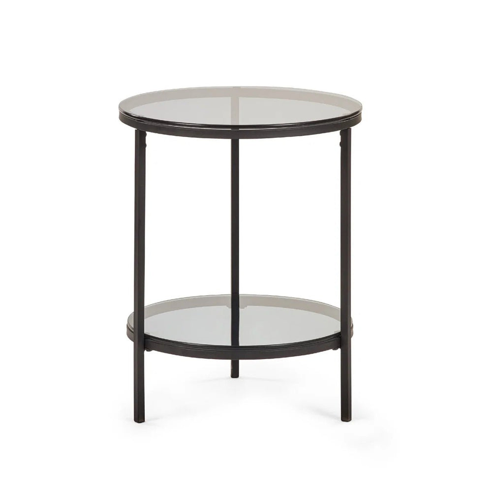 Julian Bowen Chicago Circular Smoked Glass Lamp Table – Modern Round Side Table for Living Room, Bedroom & Lounge - Sleek Furniture