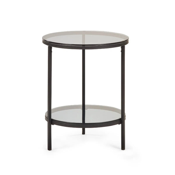 Julian Bowen Chicago Circular Smoked Glass Lamp Table – Modern Round Side Table for Living Room, Bedroom & Lounge - Sleek Furniture