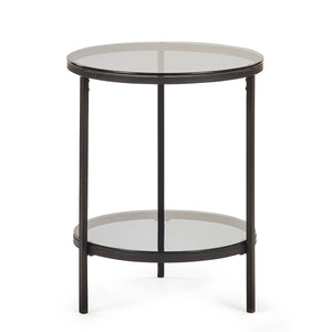 Julian Bowen Chicago Circular Smoked Glass Lamp Table – Modern Round Side Table for Living Room, Bedroom & Lounge - Sleek Furniture
