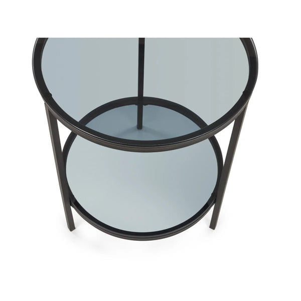 Julian Bowen Chicago Circular Smoked Glass Lamp Table – Modern Round Side Table for Living Room, Bedroom & Lounge - Sleek Furniture