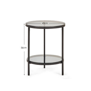 Julian Bowen Chicago Circular Smoked Glass Lamp Table – Modern Round Side Table for Living Room, Bedroom & Lounge - Sleek Furniture