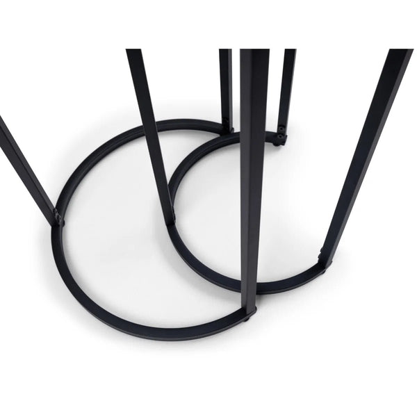 Julian Bowen Chicago Round Smoked Glass Nesting Side Tables – Modern Space-Saving Living Room Accent Tables (Set of 2) - Sleek Furniture
