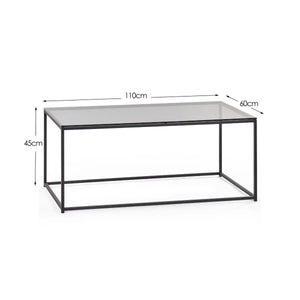 Smoked glass rectangular coffee table with contemporary finish