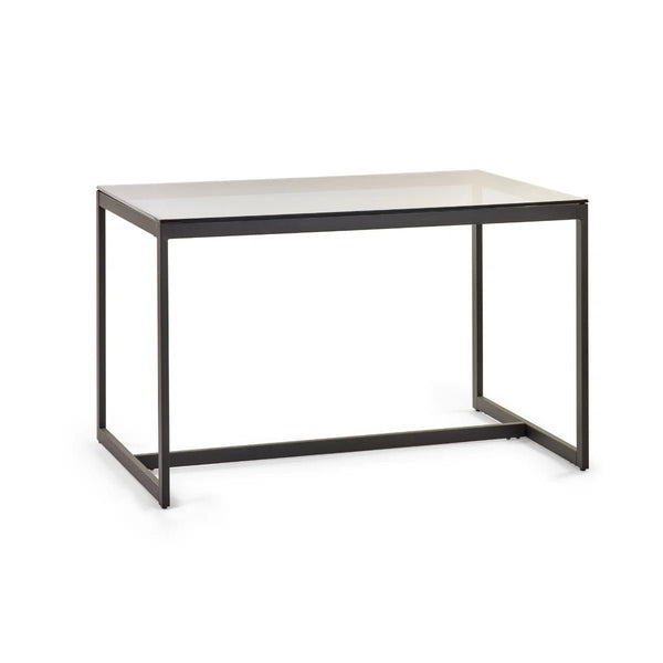 Smoked tempered glass dining table with sleek modern finish