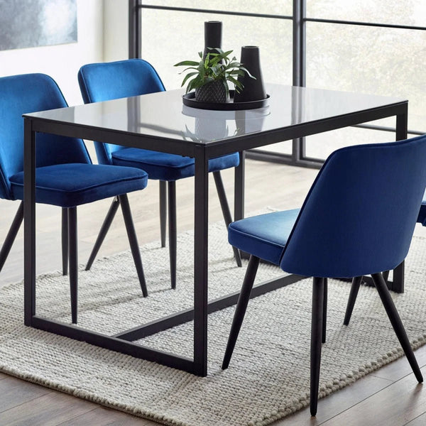 Modern smoked glass dining table measuring 120 x 80 cm