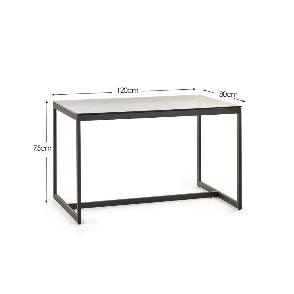 Smoked tempered glass dining table with sleek modern finish