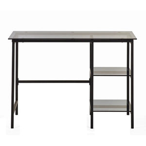 Julian Bowen Chicago Smoked Glass Home Office Desk with Minimalist Metal Frame - Sleek Furniture