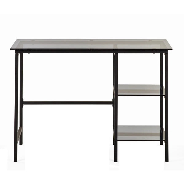 Julian Bowen Chicago Smoked Glass Home Office Desk with Minimalist Metal Frame - Sleek Furniture