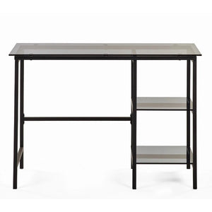 Julian Bowen Chicago Smoked Glass Home Office Desk with Minimalist Metal Frame - Sleek Furniture