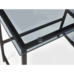 Julian Bowen Chicago Smoked Glass Home Office Desk with Minimalist Metal Frame - Sleek Furniture