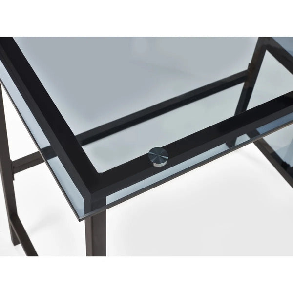 Julian Bowen Chicago Smoked Glass Home Office Desk with Minimalist Metal Frame - Sleek Furniture